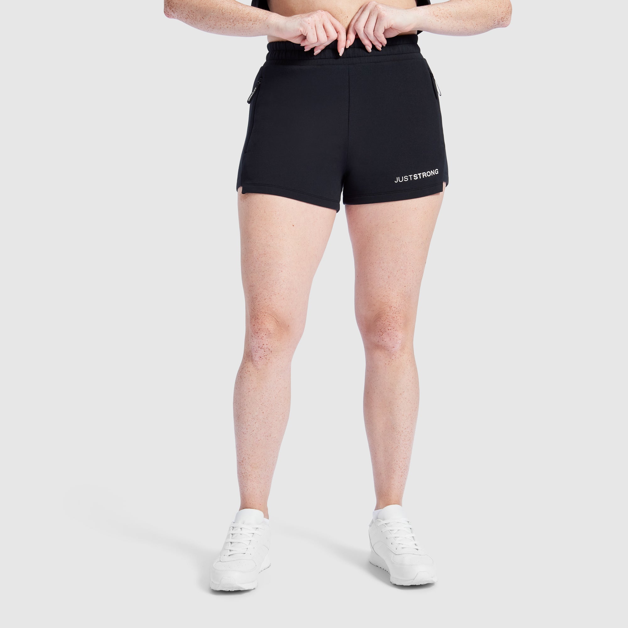 Black Detail Zipper Jog Shorts