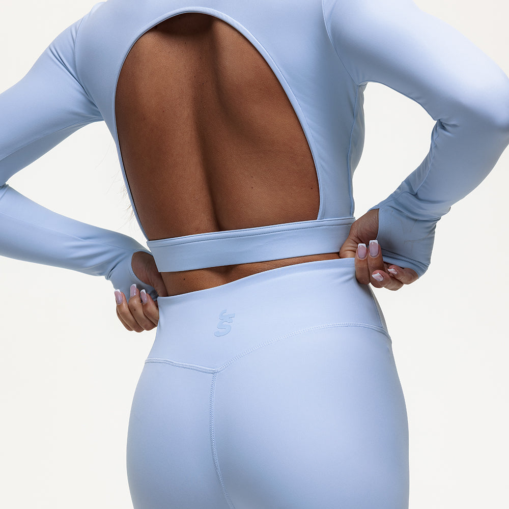 Karma Long Sleeve Crop Top - Cashmere Blue