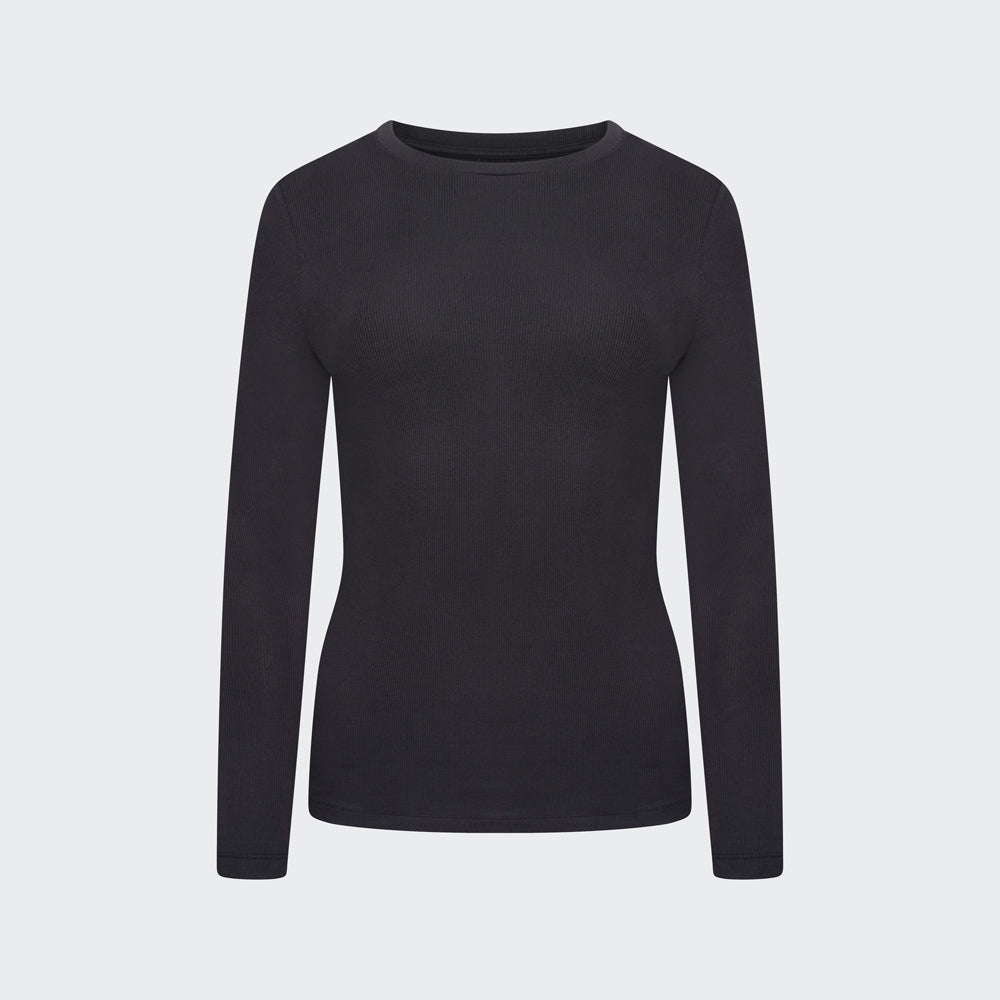 Long Sleeve Workout Tee - Washed Black