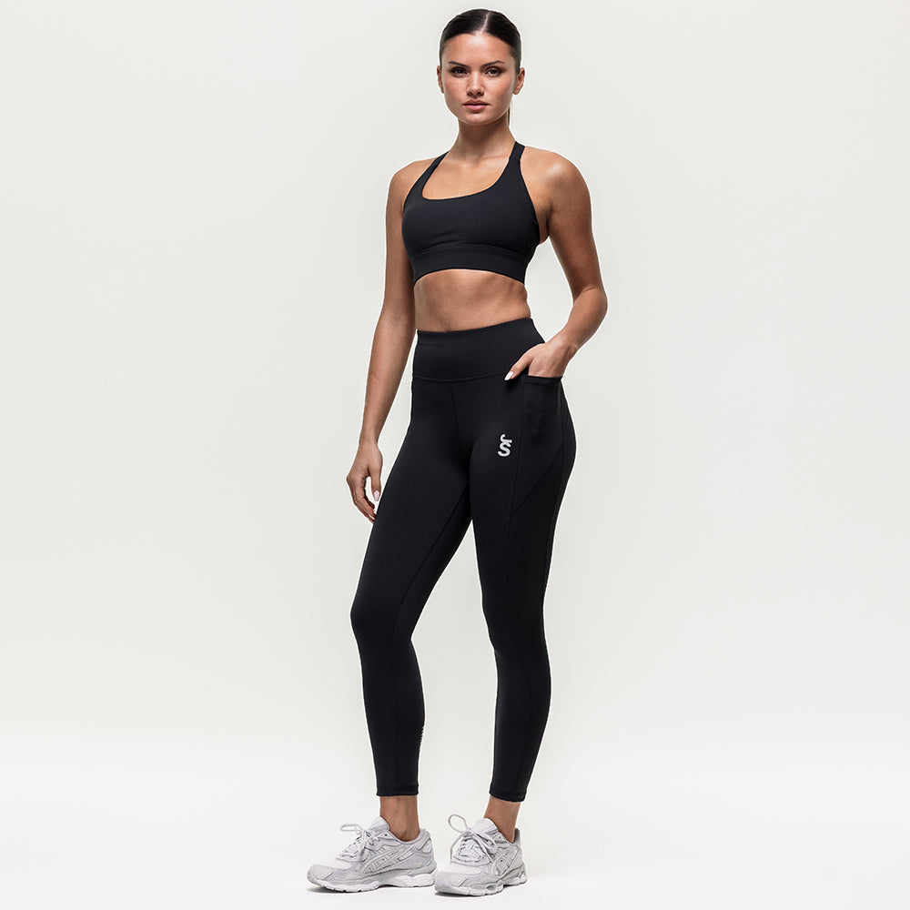 Endurance High Rise 7/8 Run Leggings - Black Onyx