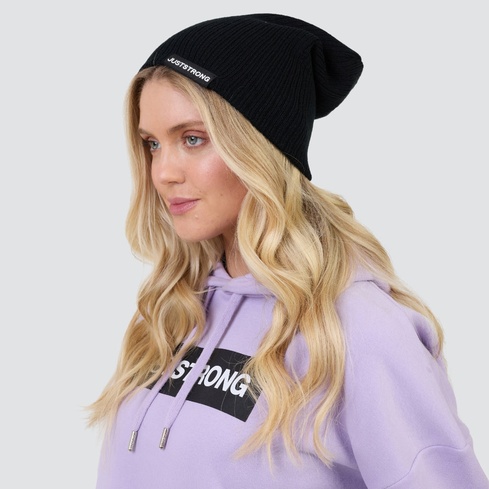 Jet Black Slouch Beanie