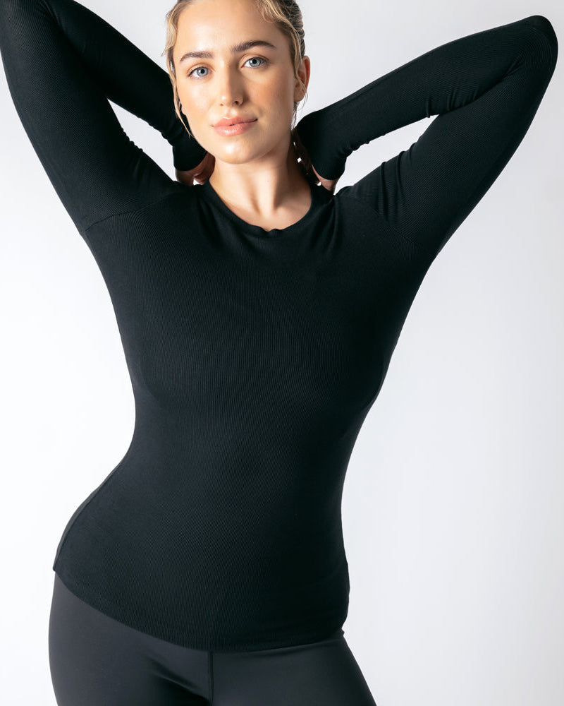 Long Sleeve Workout Tee - Black Onyx