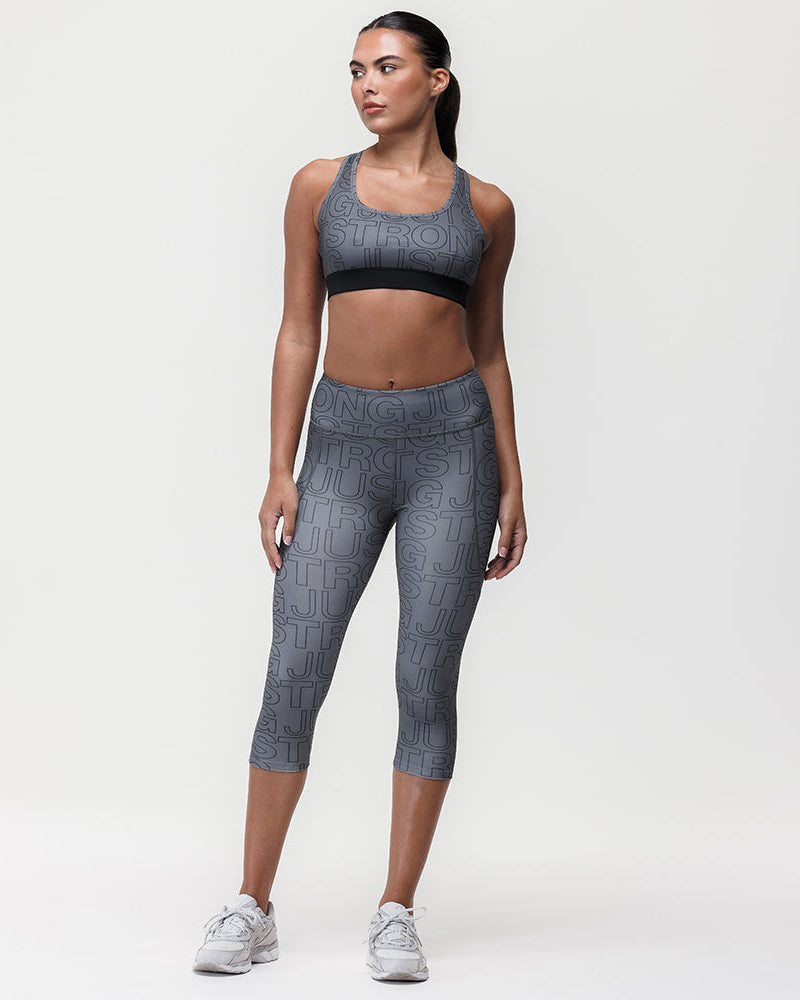 Printed Motion Capri Mid Rise Leggings - Slate/Black