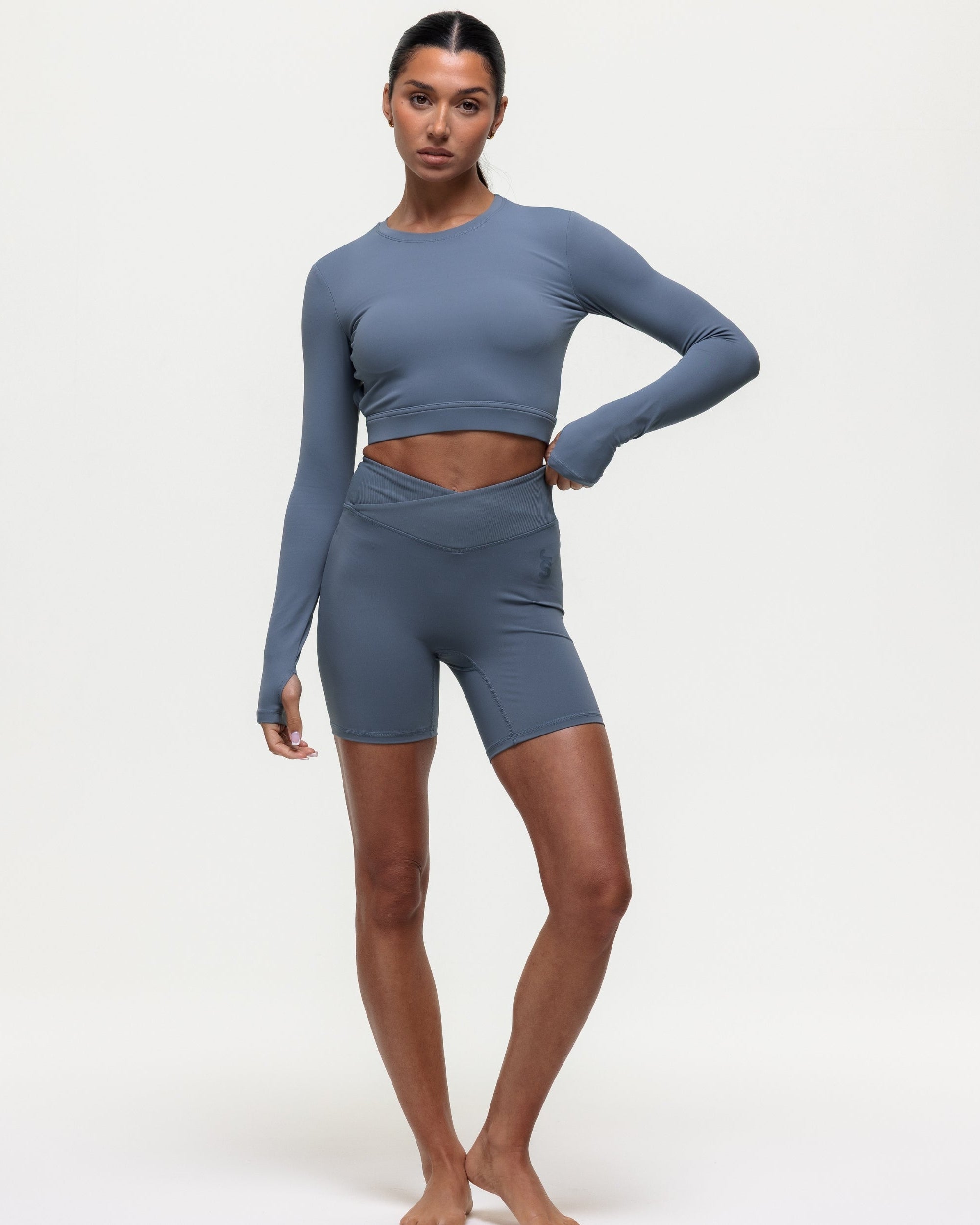 Karma Long Sleeve Crop Top - Graphite