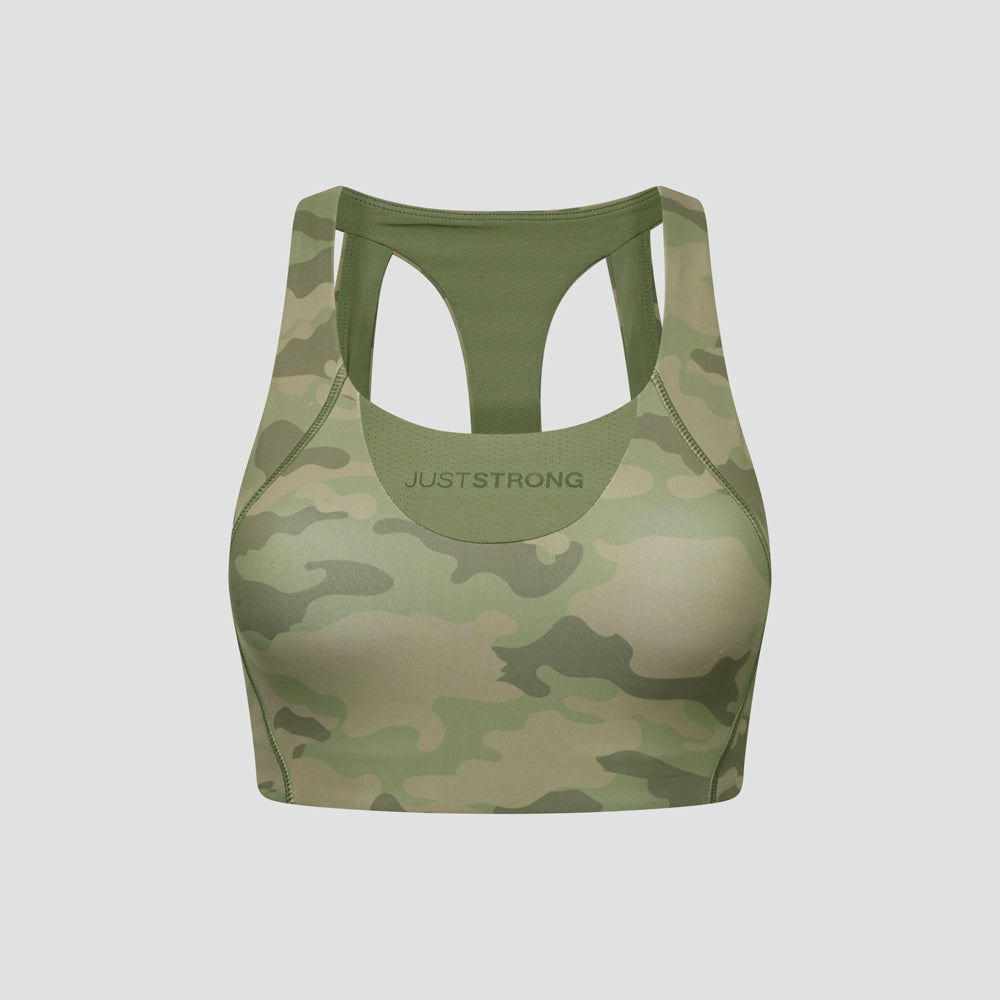 Vertex Camo Multi Strap Sports Bra - Military Green