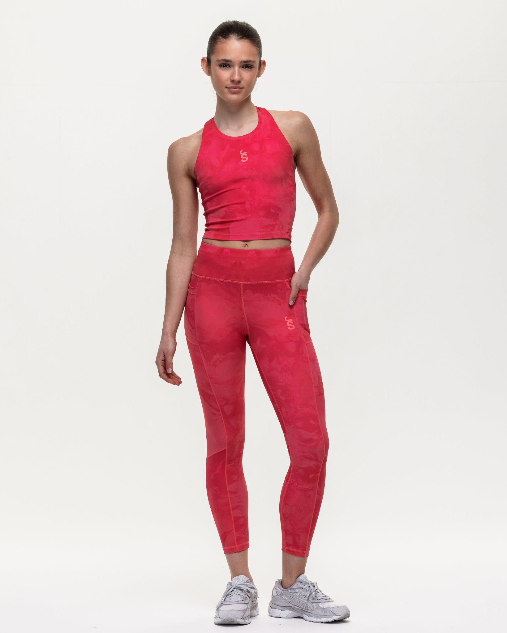 Training Crop Tank - Coral Marble