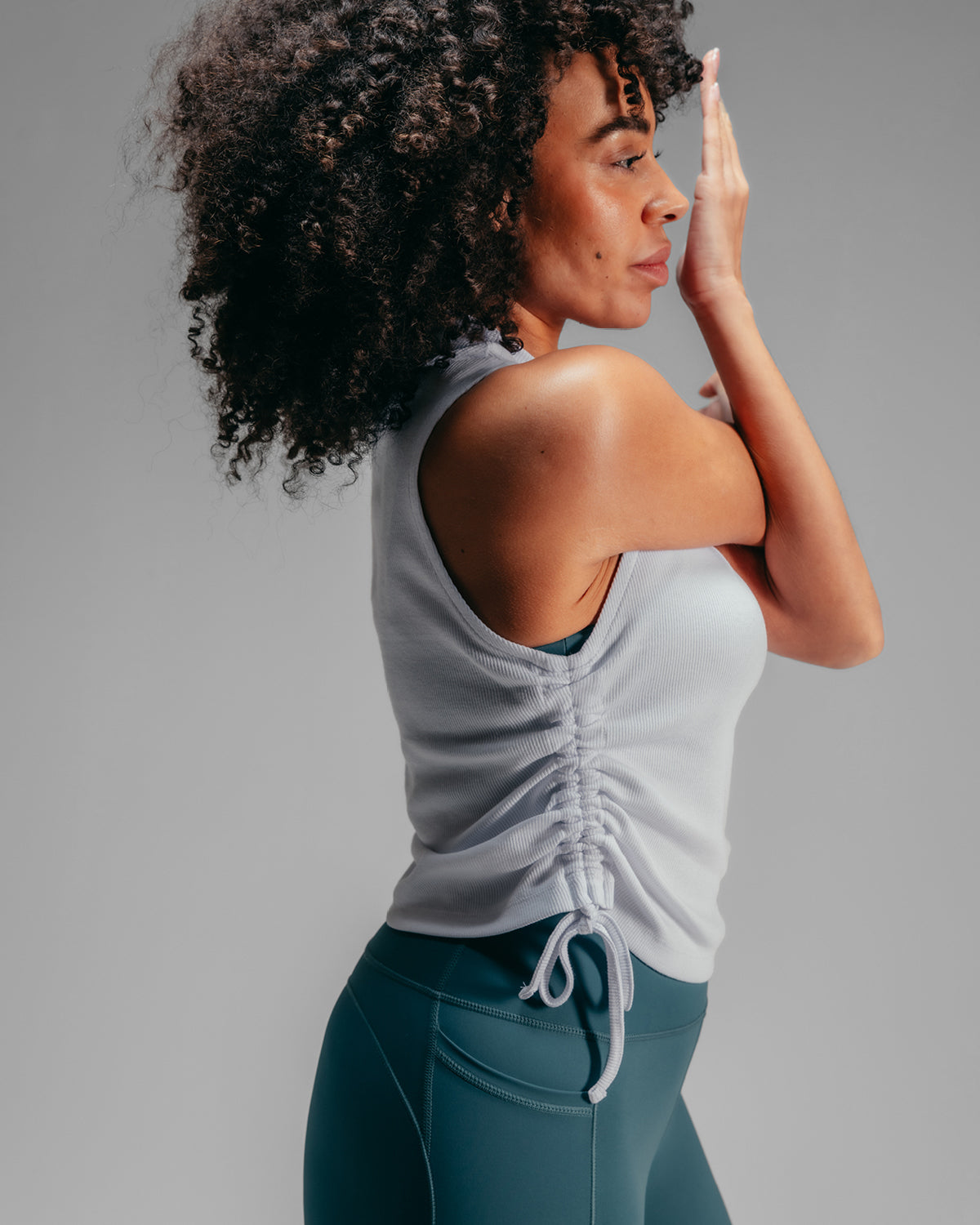 Cropped Ruched Vest - White