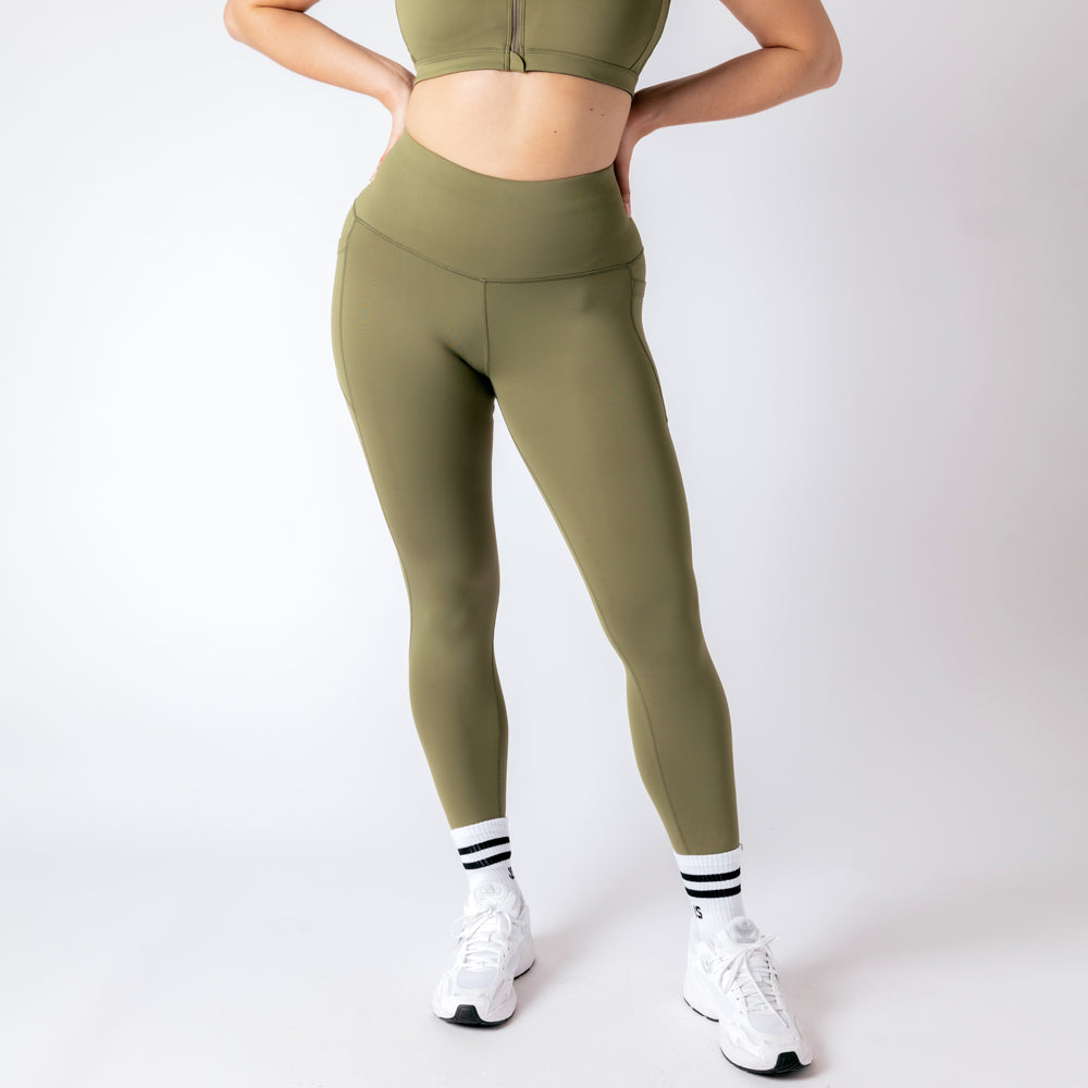 High Rise Genesis Leggings - Military Green