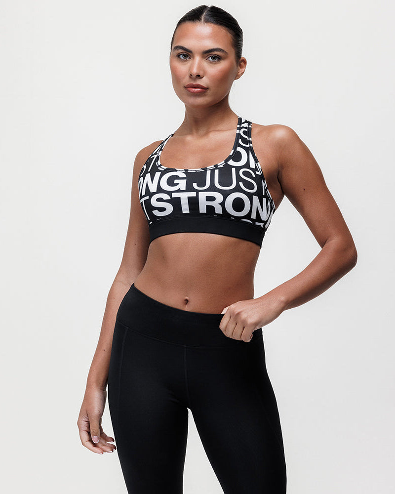 Printed Motion Light Support Bra - Black/White