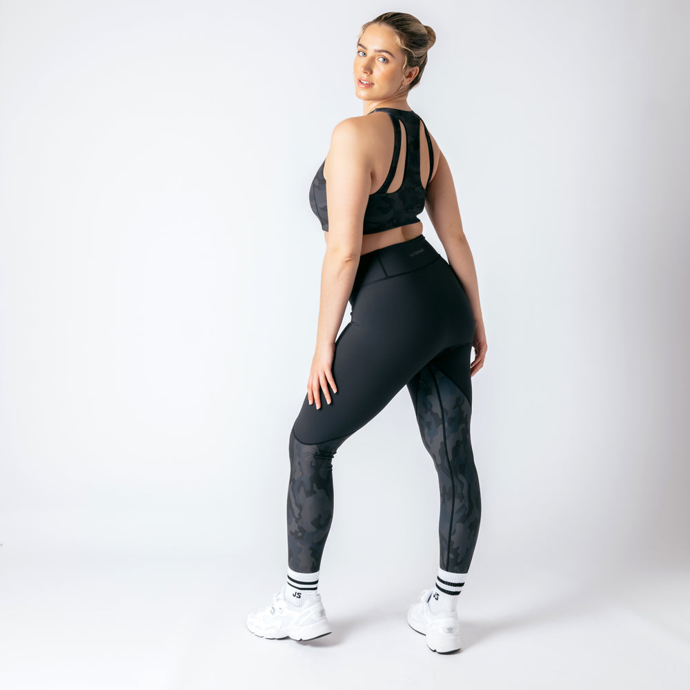 Vertex Camo High Rise Leggings - Black Onyx